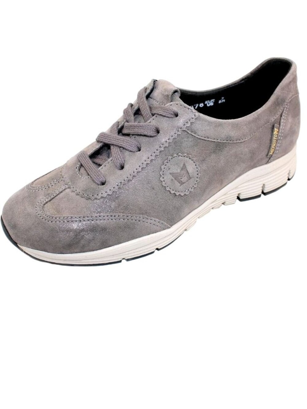 Mephisto Yael Womens Sneakers Gray Suede Leather Lace-Up Metalic Shoes US 8.5